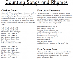 Counting Songs The Teachers Cafe Common Core Resources