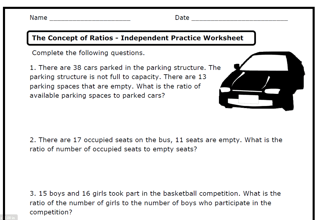 Ratio And Proportion Worksheets 6th Grade