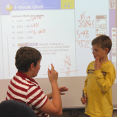 students discussing math