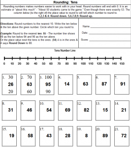 Round to the Nearest Ten Worksheet