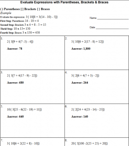 Parentheses, Brackets, and Braces in Math Expressions (Easier Version ...