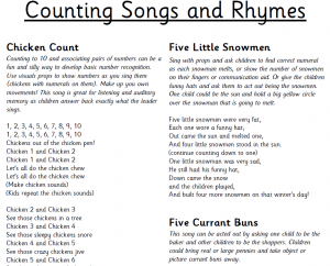 counting songs and rhymes