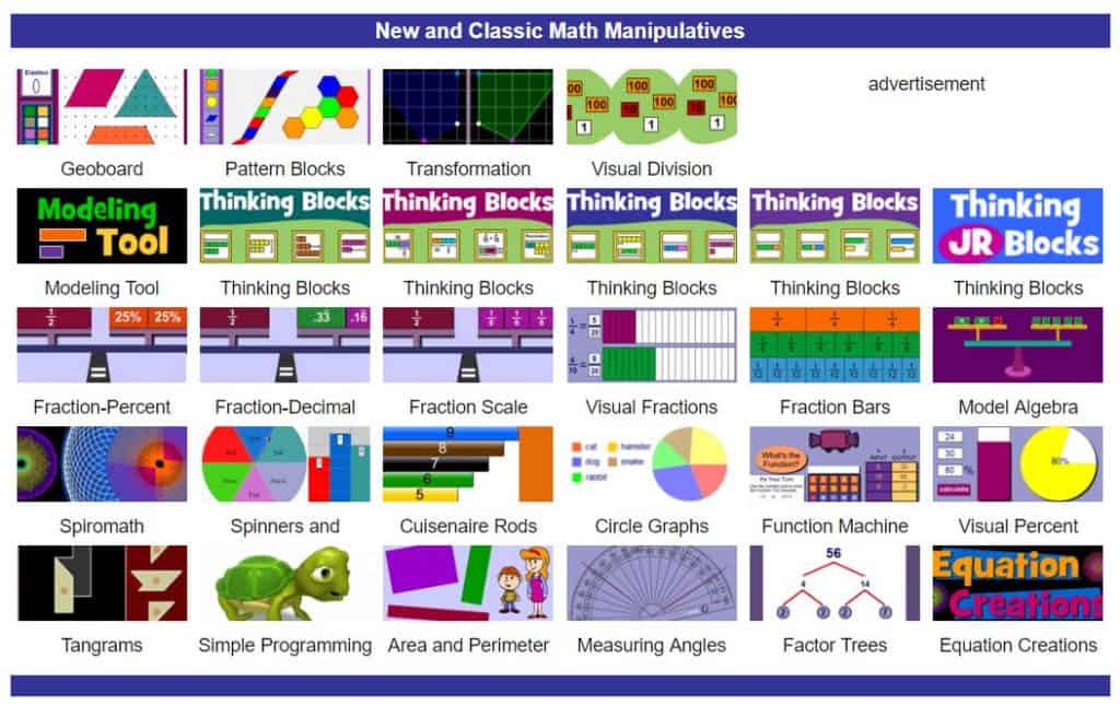 Interactive Math Manipulatives The Teachers' Cafe